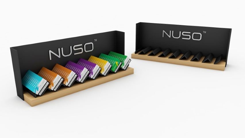 Display cajetillero Nuso — display y PLV diseñado y fabricado por Reclamo Design en Tenerife