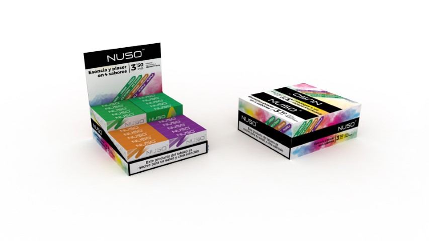 Display Nuso — display y PLV diseñado y fabricado por Reclamo Design en Tenerife