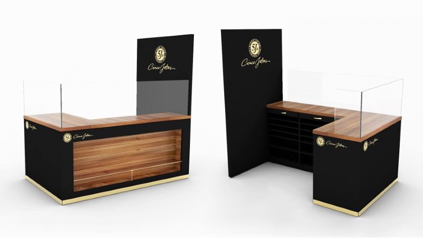 Mueble 5 Jotas — mobiliario comercial diseñado y fabricado por Reclamo Design en Tenerife
