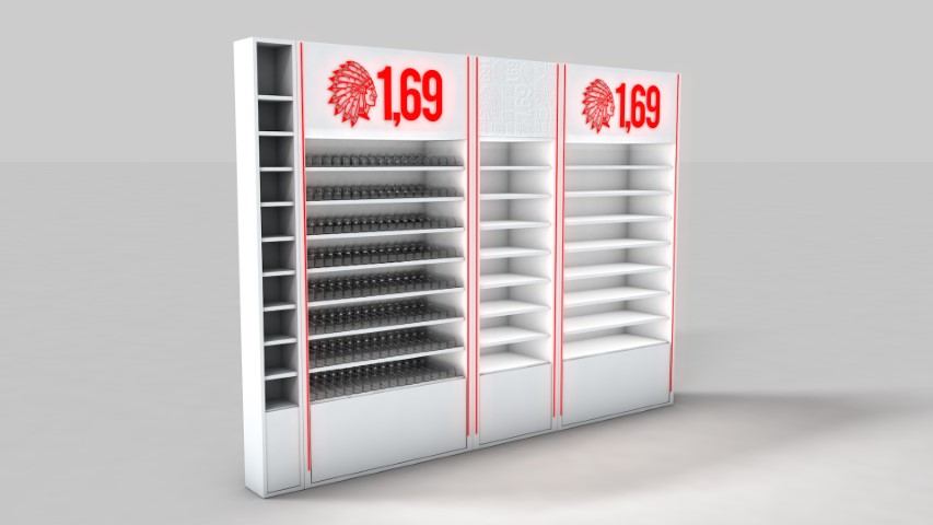 Mueble Hollywood 2 — mobiliario comercial diseñado y fabricado por Reclamo Design en Tenerife
