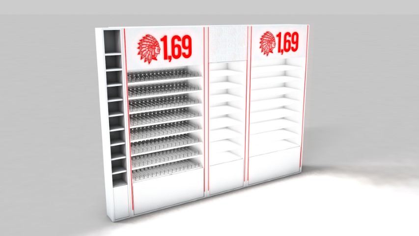 Mueble Hollywood — mobiliario comercial diseñado y fabricado por Reclamo Design en Tenerife