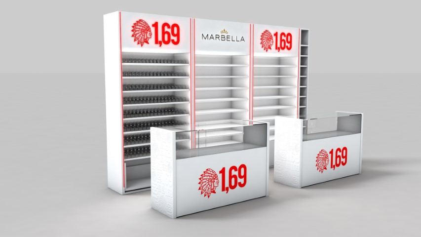 Mueble Mar y Flor — mobiliario comercial diseñado y fabricado por Reclamo Design en Tenerife