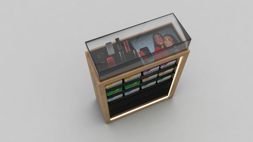 Mueble Nuso Ismod 1 — mobiliario comercial diseñado y fabricado por Reclamo Design en Tenerife