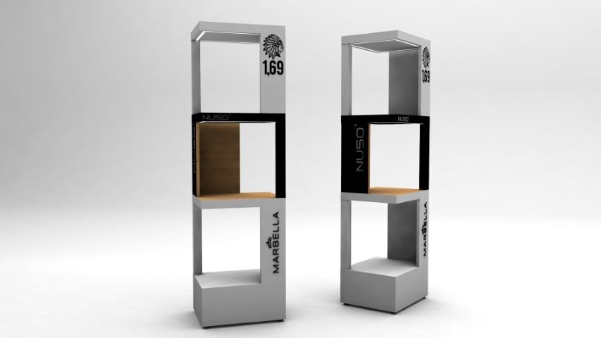 Mueble Palace 2 — mobiliario comercial diseñado y fabricado por Reclamo Design en Tenerife