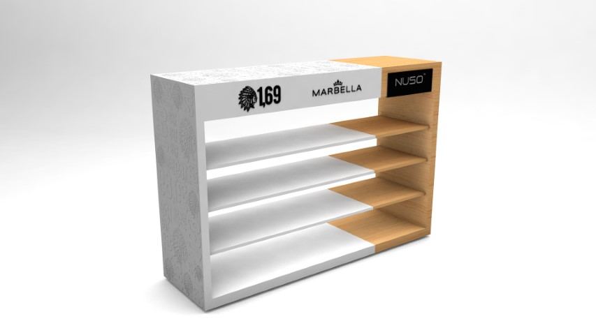 Mueble Palace puros 11 — mobiliario comercial diseñado y fabricado por Reclamo Design en Tenerife