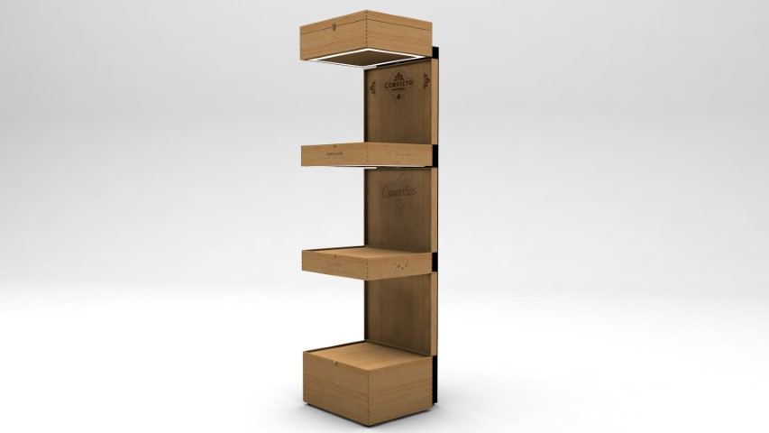 Mueble Palace puros 3 — mobiliario comercial diseñado y fabricado por Reclamo Design en Tenerife