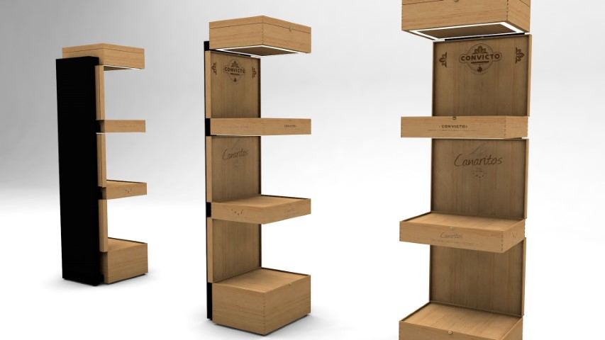 Mueble Palace puros 4 — mobiliario comercial diseñado y fabricado por Reclamo Design en Tenerife