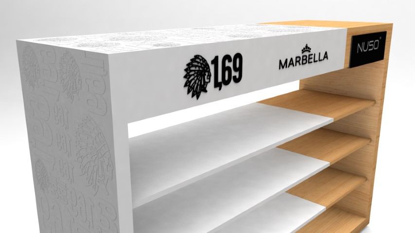 Mueble Palace puros 5 — mobiliario comercial diseñado y fabricado por Reclamo Design en Tenerife