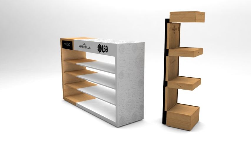 Mueble Palace puros 8 — mobiliario comercial diseñado y fabricado por Reclamo Design en Tenerife