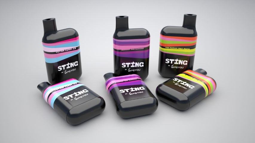 Packaging Vapeyou Sting — packaging diseñado y fabricado por Reclamo Design en Tenerife